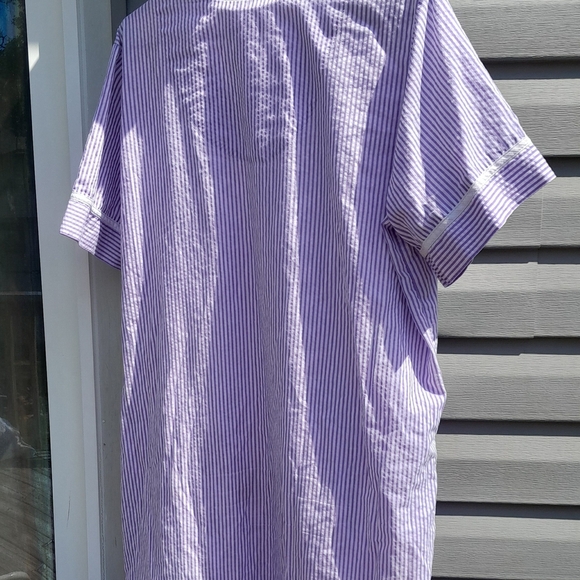 Anthony Richards Womens L  Purple Striped Button Up House Coat Vintage GUC - Picture 6 of 7